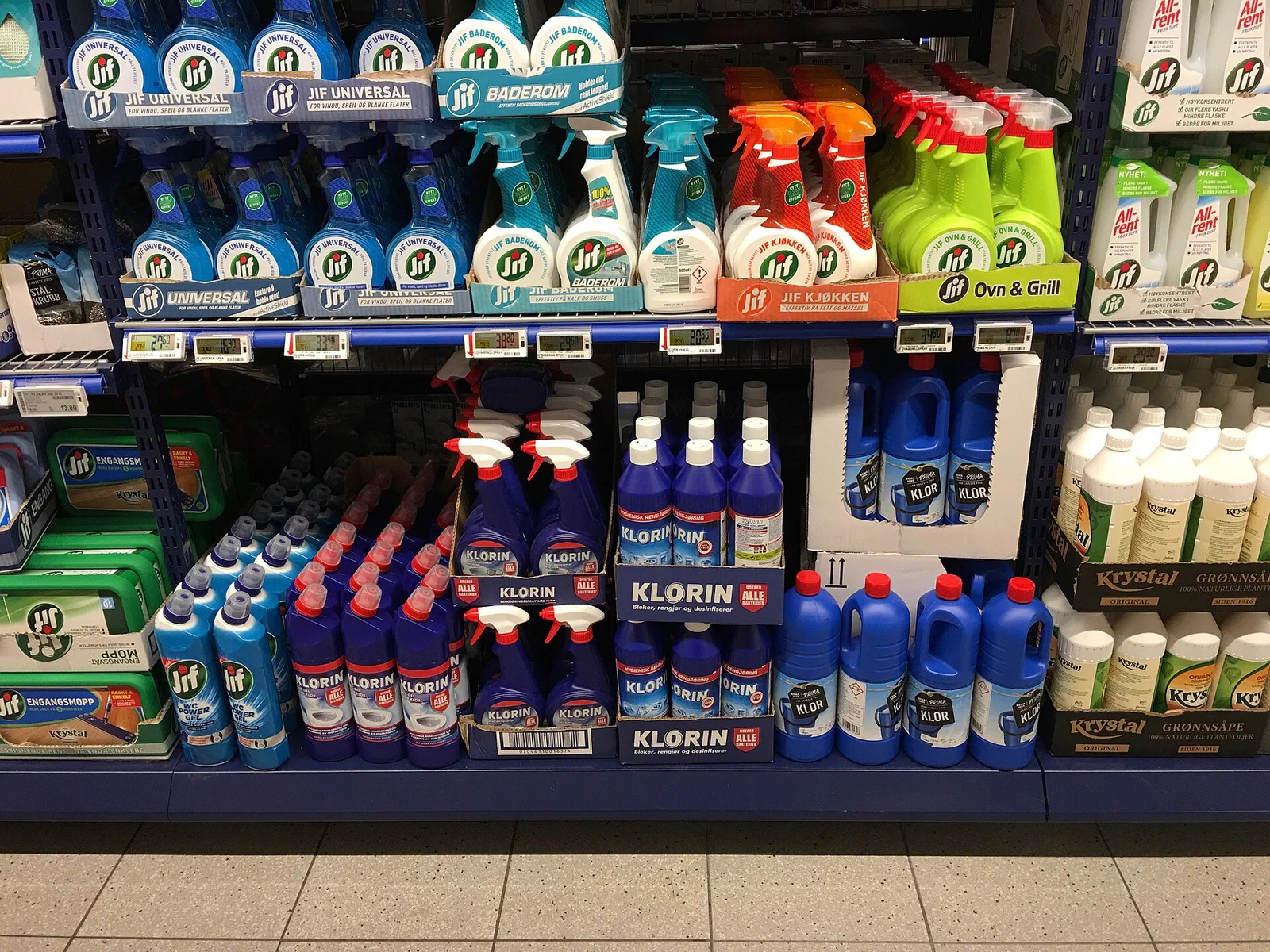 Handlekorg i daglegvarebutikk